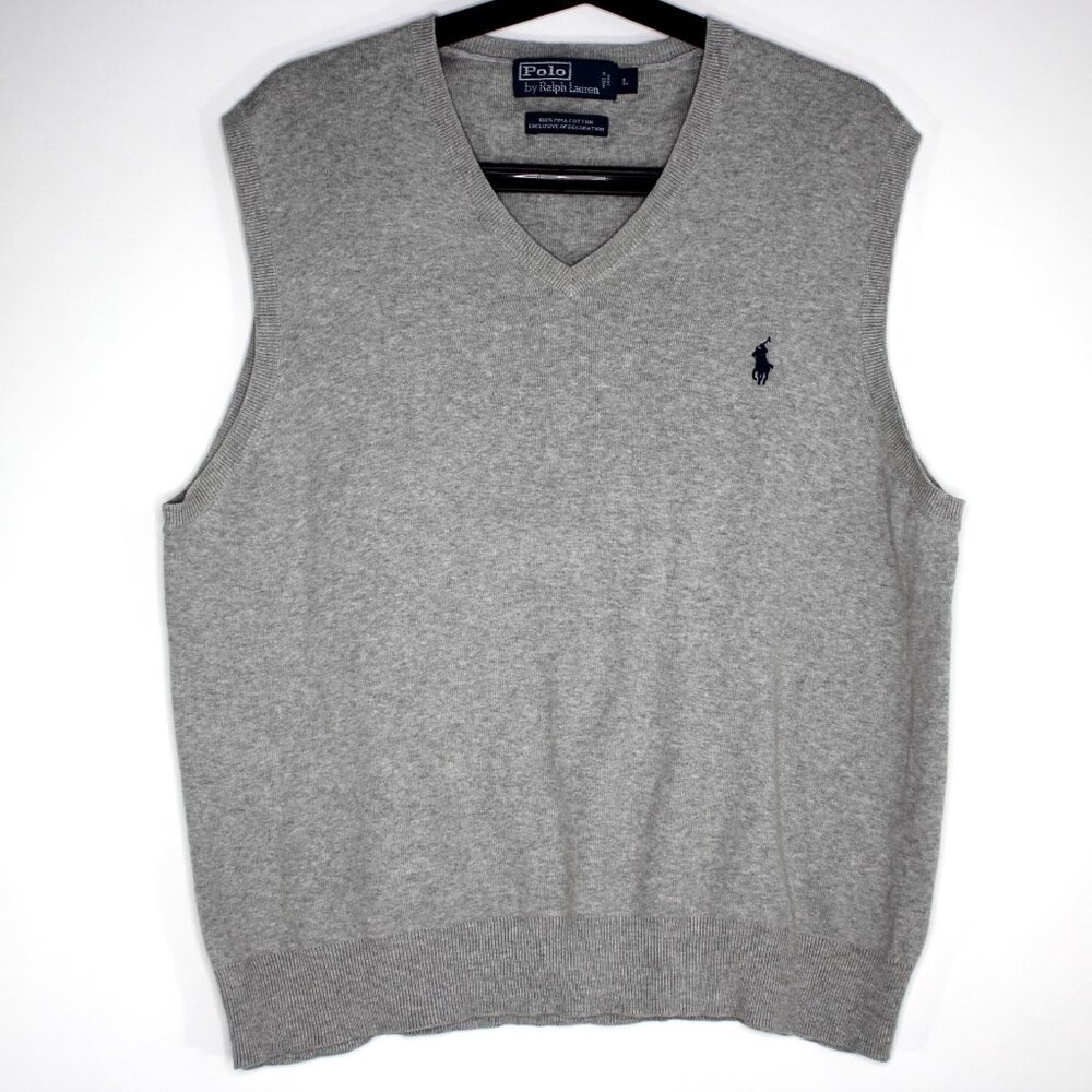 Polo Ralph Lauren Mens Large Pima Cotton Preppy Cable Knit Vest H986